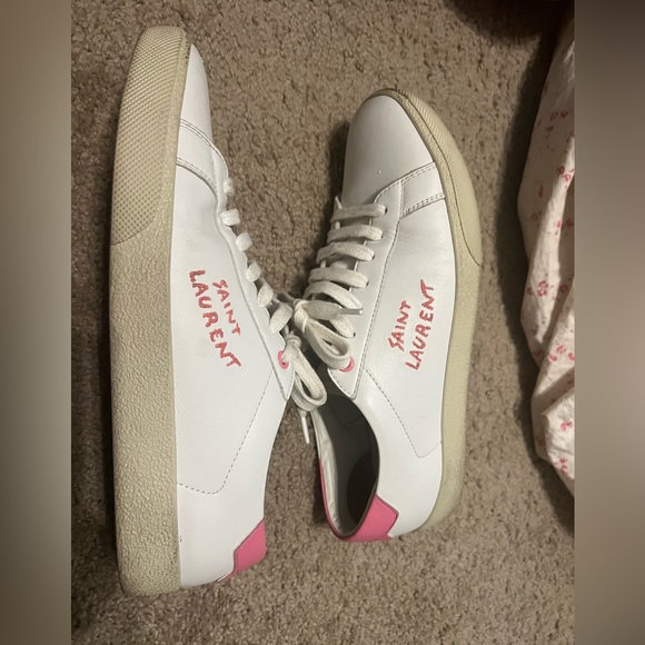 Saint Laurent Leather Printed Sneakers Sz 10/IT 40 - Picture 1 of 14